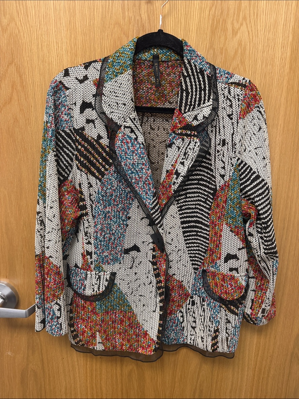 IC by Connie K Art to Weave Abstract Multi-Color Knit Blazer Jacket - Women's